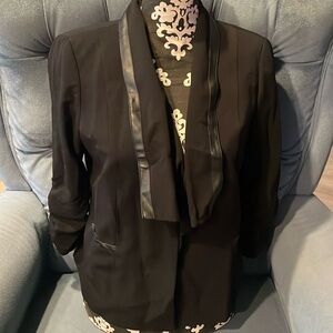 FOCUS 2000 Petite Black 3/4 Sleeve Blazer Jacket Size 12P
